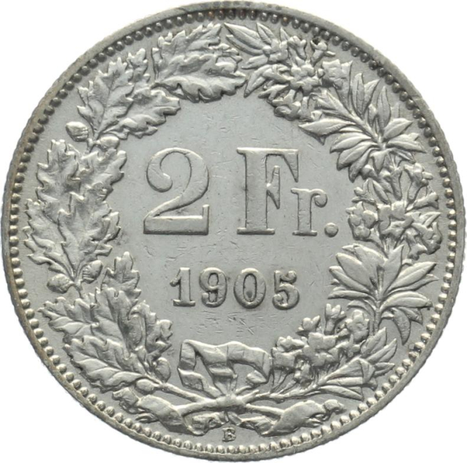 2 Franken 1905 B - fast vorzüglich